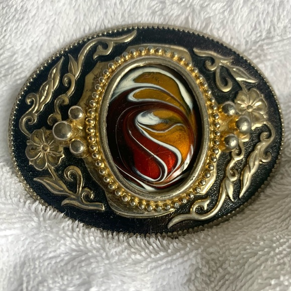 Vintage Don Andrick MCM Enamel Belt Buckle
